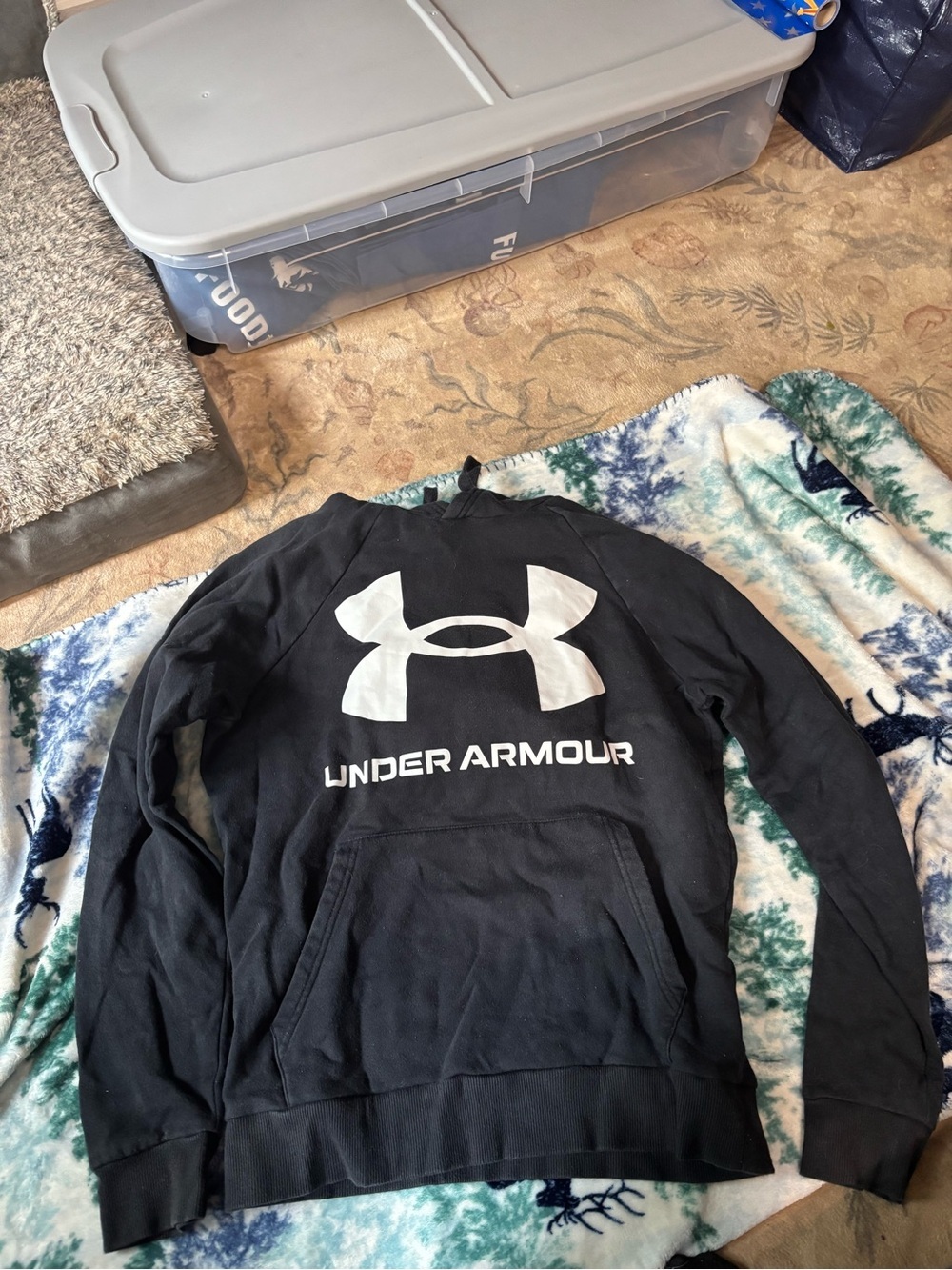 Under Armour Black Hoodie with Large White Logo